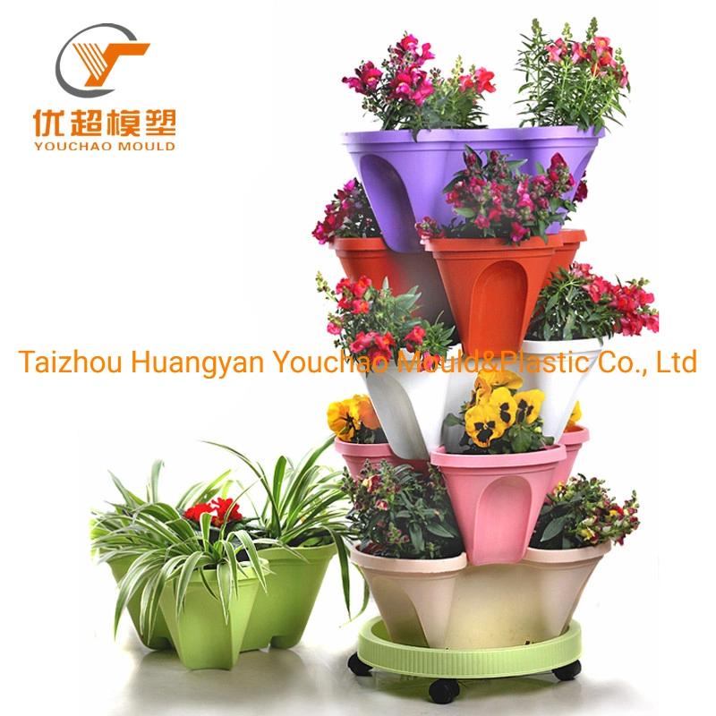 Custom Plastic Garden Flower Pot Mold in Texture Making Plant Injection Mould for Sale