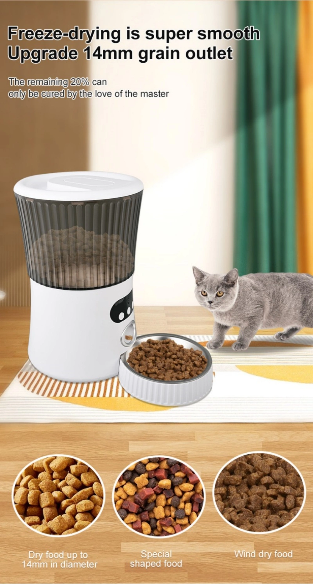 Dog Cat Feeder with Stainless Steel Bowl 5L Intelligent Pet Feeder