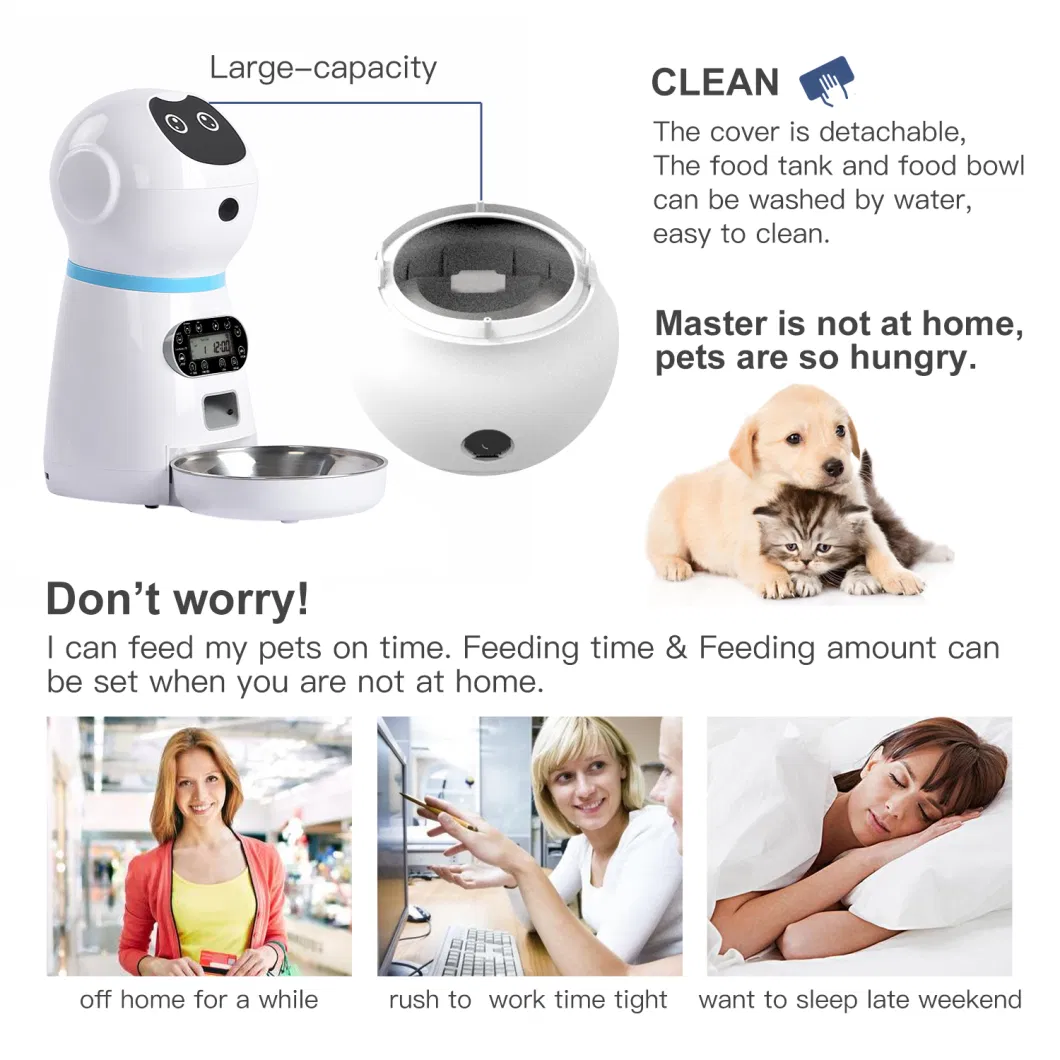 New Inventions Smart Pet Products Dog Cat Feeder Automatic with Voice Recorder