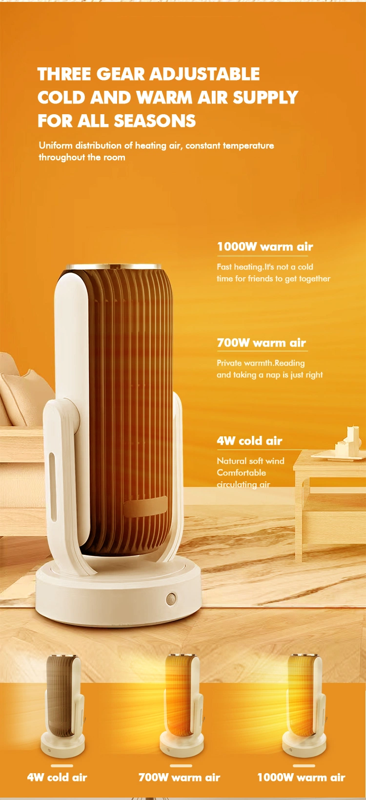 Desktop Space Heater Electrical Fireplace Mini Room Electric Fan Heating