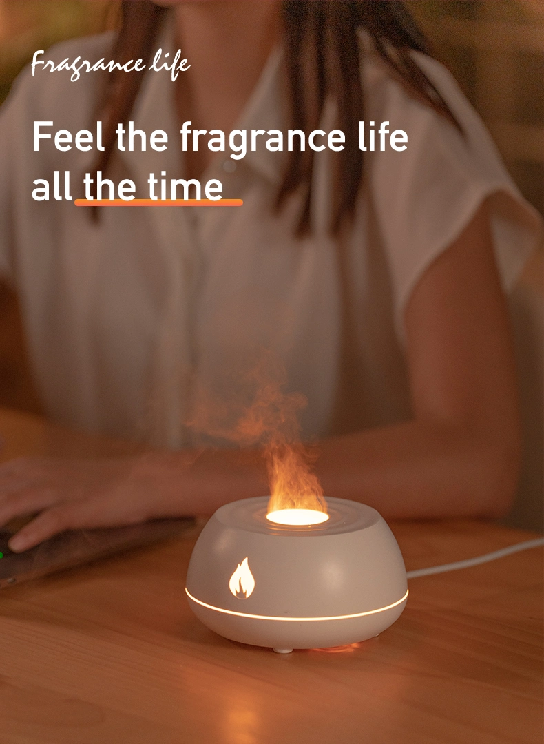 130ml 3D Simulated Flame Aroma Diffuser Ultrasonic Smart Cool Mist Jellyfish Diffuser for Home Office