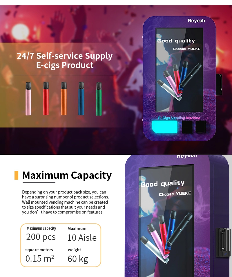 Manufacturer Cost Good Quality Condom Electronic Cigarettes Vape Mod Vending Machine with Age Verification