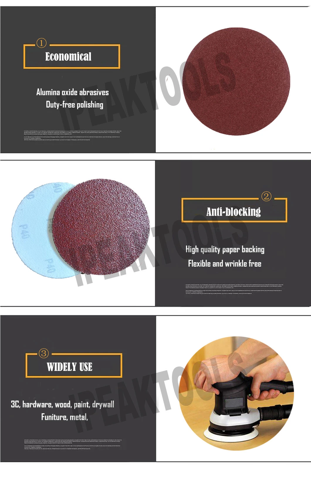 Factory Made Cheap DIY 5 Inch Red Aluminum Oxide Cloth Backing Sanding Discs Buffing Sheet Sandpaper