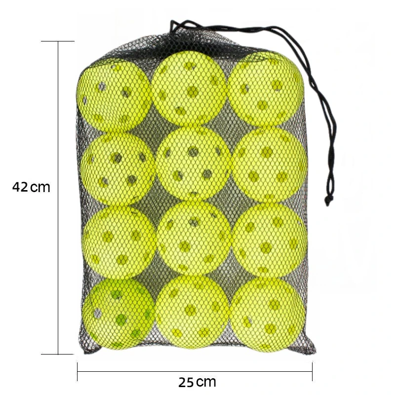 Quality Factory Customized 12PCS 26 Holes Indoor Pickleball Balls with Mesh Carry Bag 72mm Pickleballs