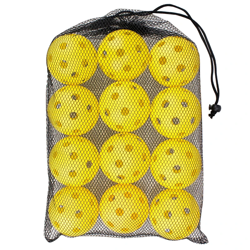 Quality Factory Customized 12PCS 26 Holes Indoor Pickleball Balls with Mesh Carry Bag 72mm Pickleballs