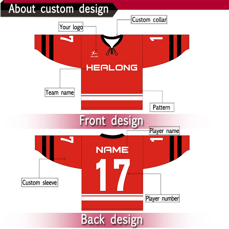 Healong Short Sleeve Sports Clothing Gear Sublimation Teens Ice Hockey Jerseys