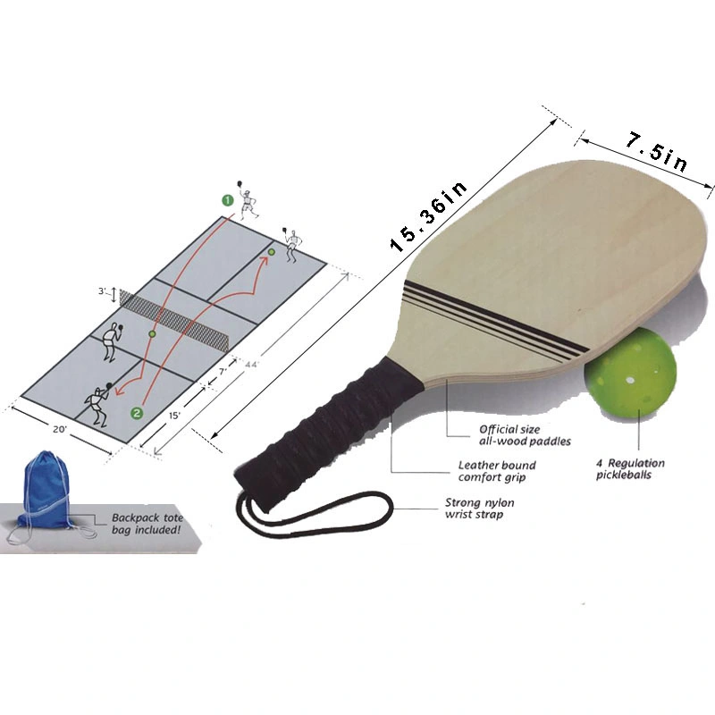 Pickleball Paddle Set 2 Rackets 4 Balls Pickleball Paddle Wood