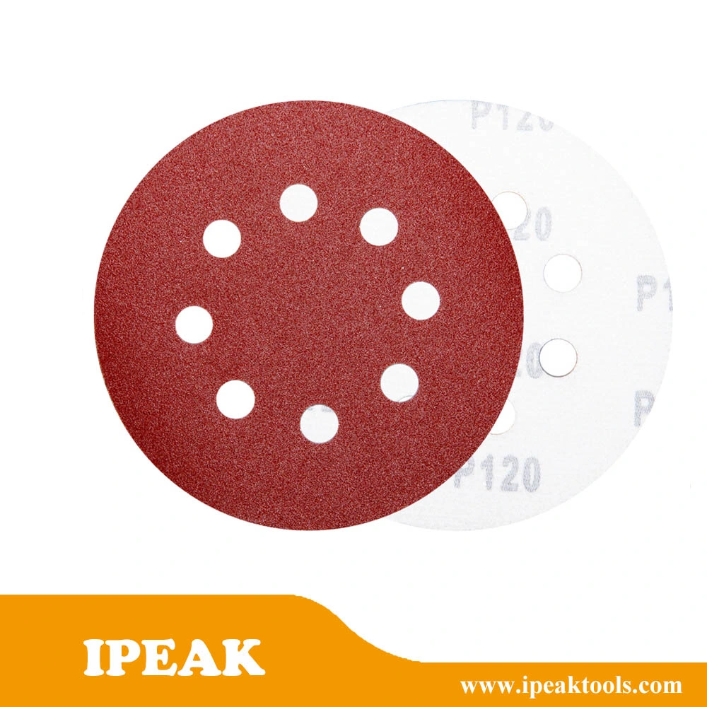 Factory Made Cheap DIY 5 Inch Red Aluminum Oxide Cloth Backing Sanding Discs Buffing Sheet Sandpaper