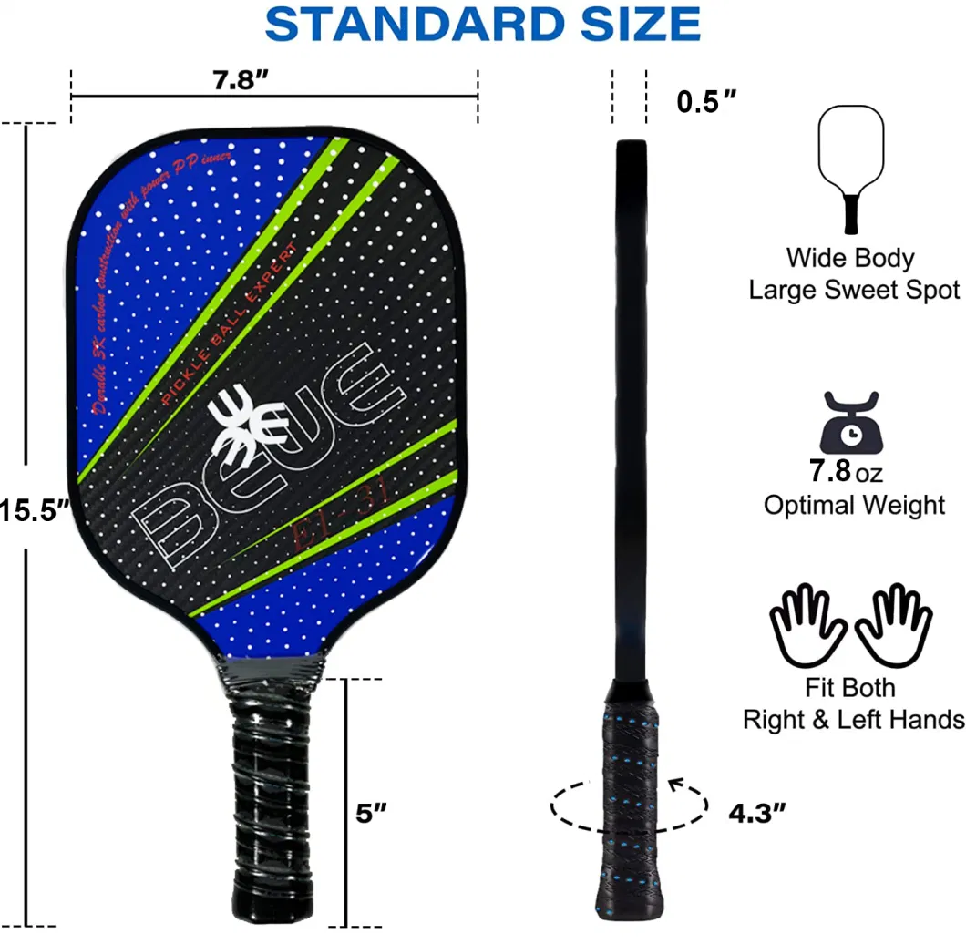 Customized OEM Logo Usapa Passed PE Honeycomb Pickleball Paddle Set of 4 with Carry Bag