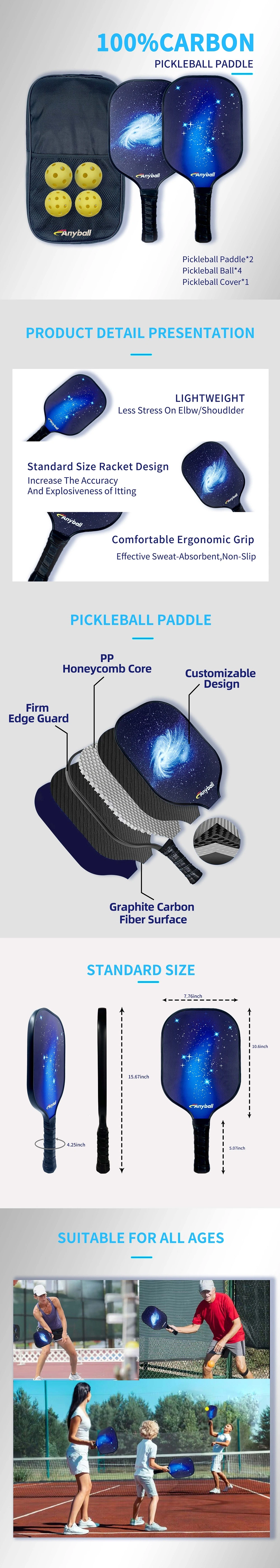 Wholesale Custom Pickleball Paddle Carbon Fiber PRO Pickleball Paddle for Professional Players