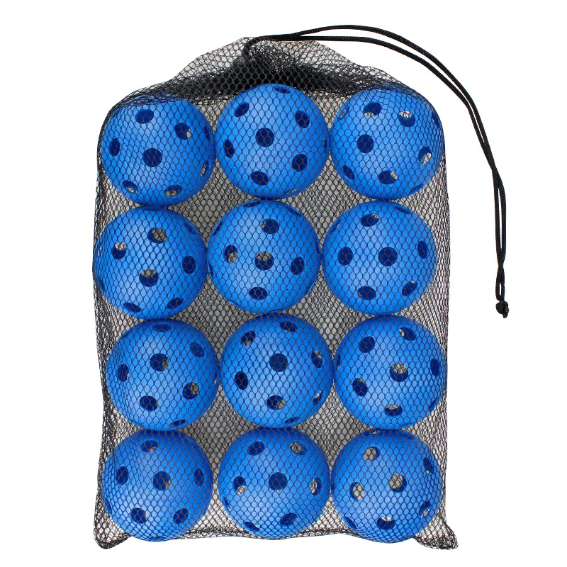 Quality Factory Customized 12PCS 26 Holes Indoor Pickleball Balls with Mesh Carry Bag 72mm Pickleballs