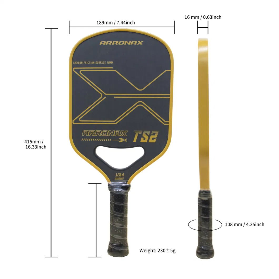 Arronax 16mm Thickness Full Carbon 16.34 X 7.44 X 0.63 Inch PP Core Pickleball Paddle