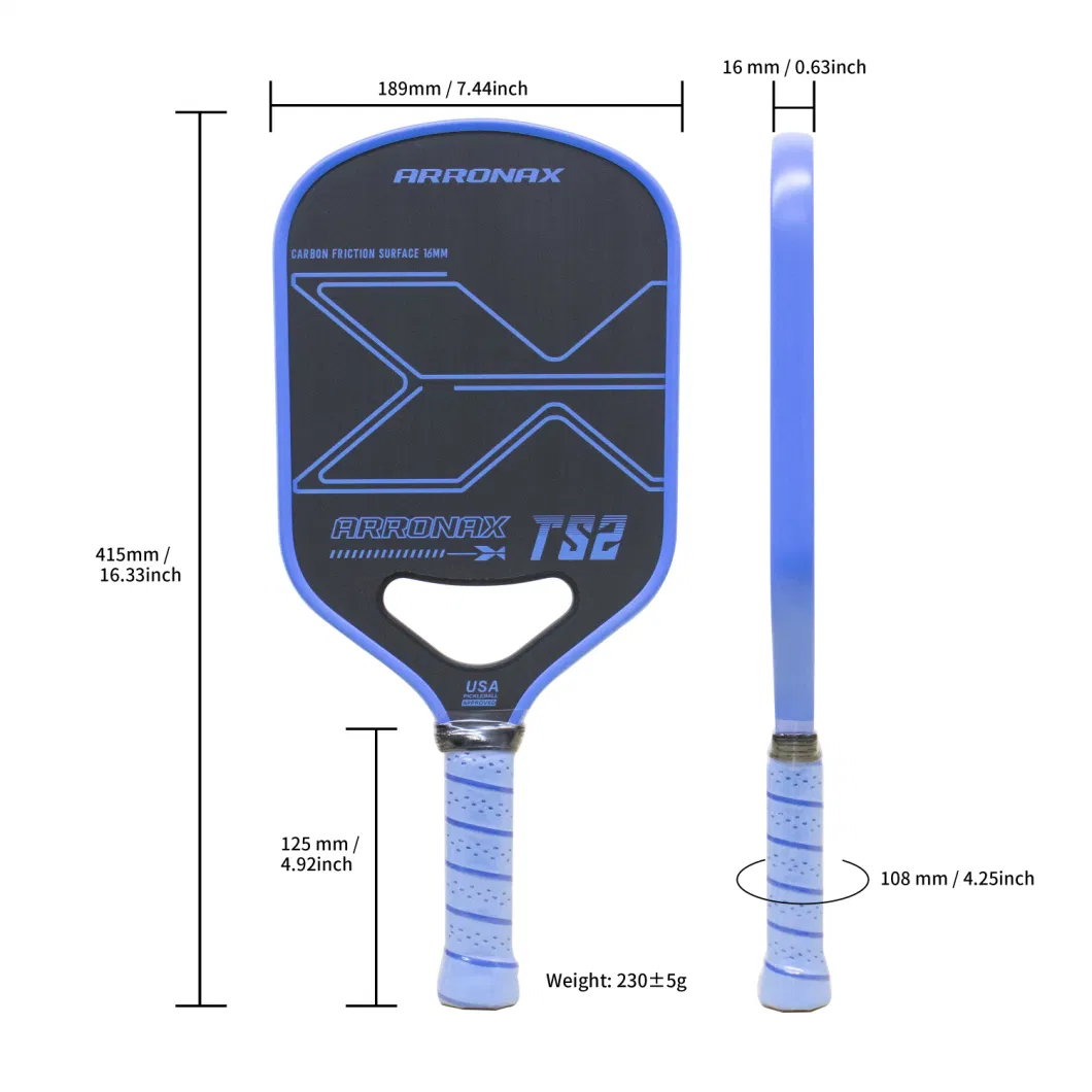 Arronax 16mm 3D 18K 24K High Friction Carbon Surface/Raw Carbon PP Honeycomb Core Pickleball Paddles