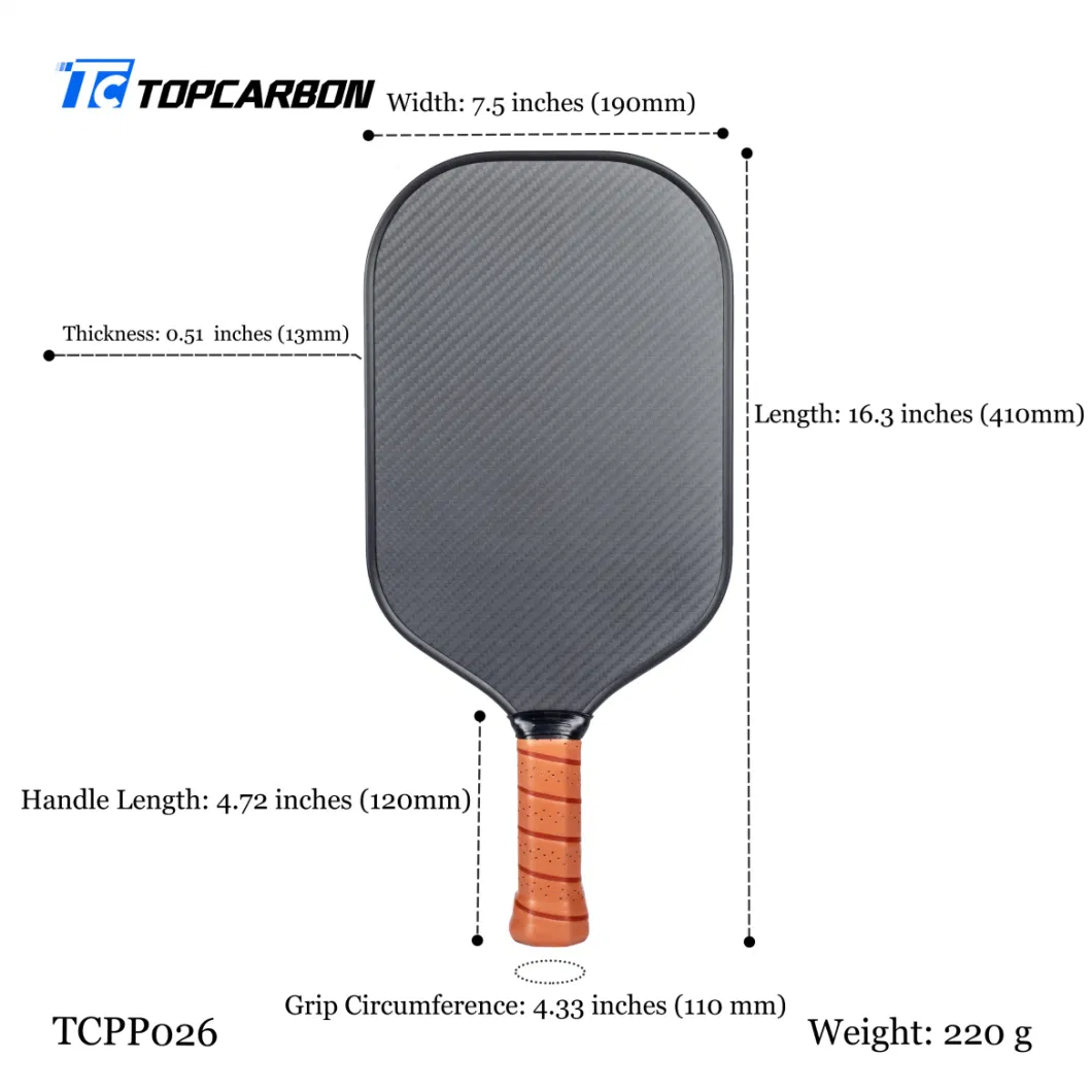 Usapa Approved Professional Pickleball Paddle 100% Graphite 3K Twill +PP Honeycomb Composition