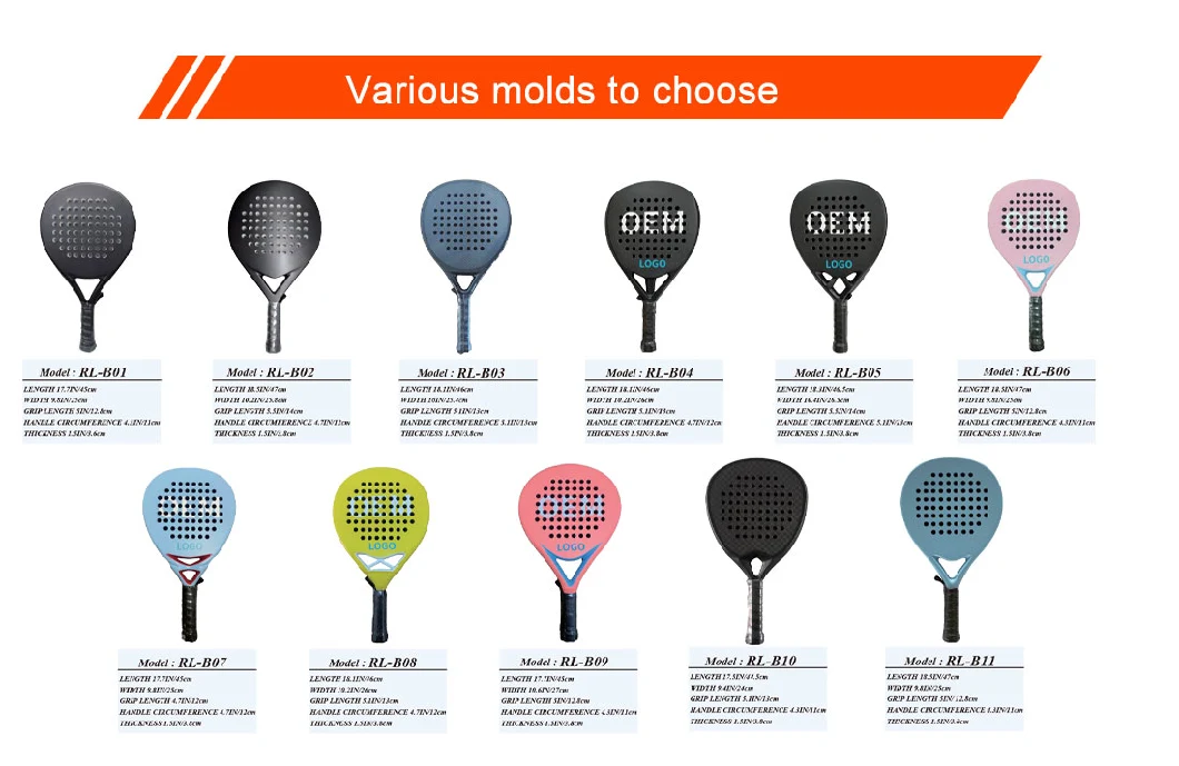 Competitive Price High Quality Carbon Paddle Rackets with Hand Grips Customized Logo Personalized Padel Racquets