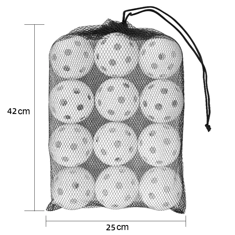 Quality Factory Customized 12PCS 26 Holes Indoor Pickleball Balls with Mesh Carry Bag 72mm Pickleballs