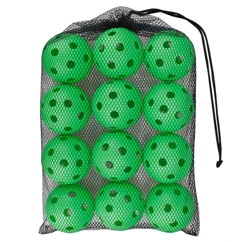 Quality Factory Customized 12PCS 26 Holes Indoor Pickleball Balls with Mesh Carry Bag 72mm Pickleballs