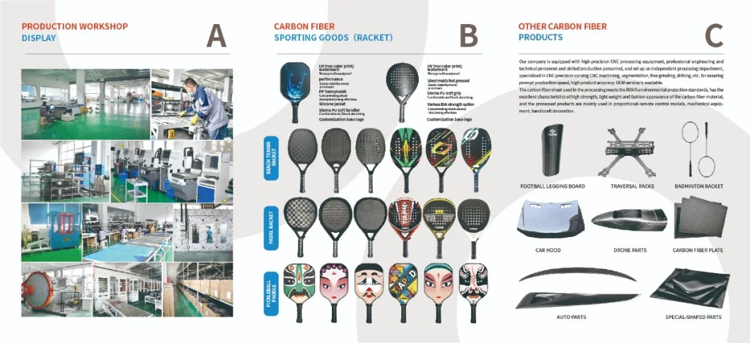 Professional Customized Carbon Fiber Padel Racket Pickleball Paddle