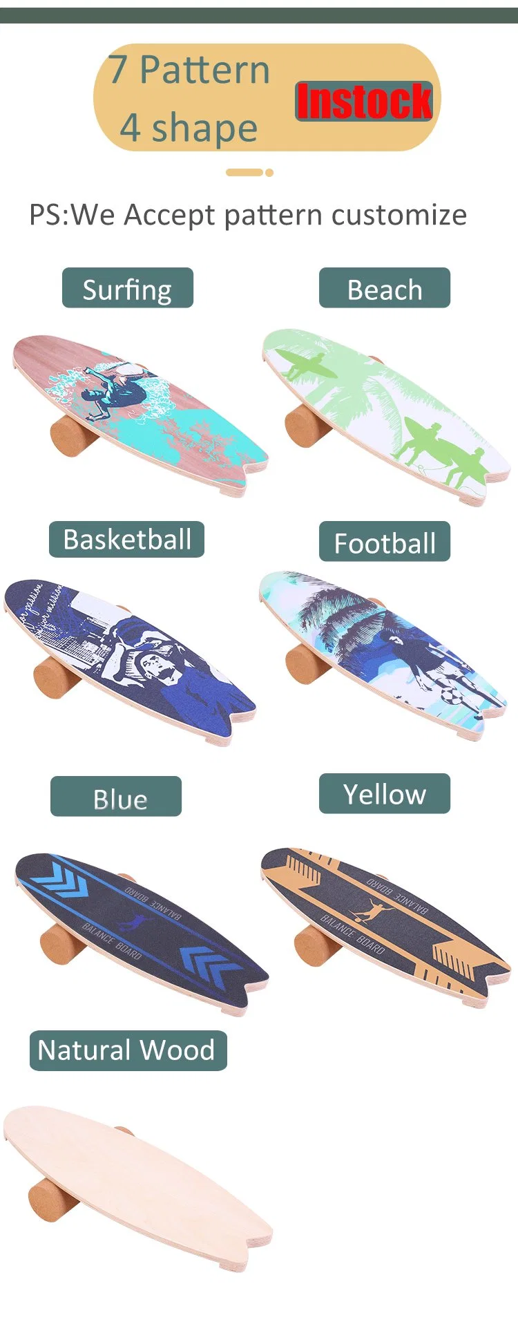 Birch Wooden Balance Board Trainer Use for Surfing Skateboarding Snowboarding Practice, Strengthen Core and Enhance Coordination Non-Slip for Kids and Adult