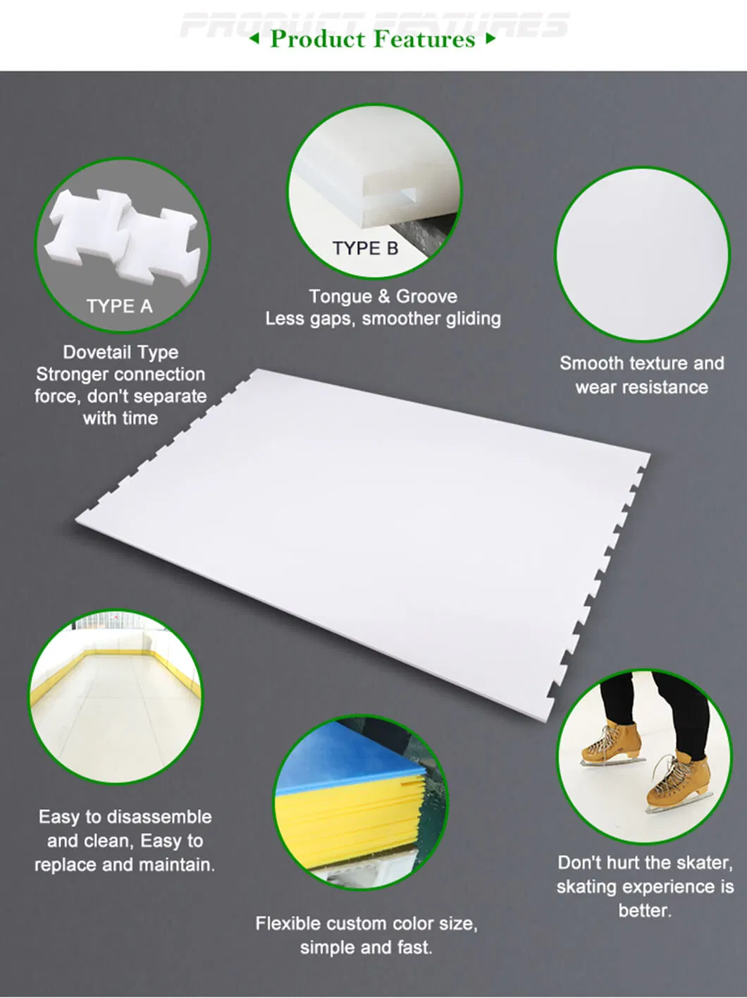 Ozone Resistant UHMWPE Sheet Plastic Sheet for Synthetic Ice Rink Skating