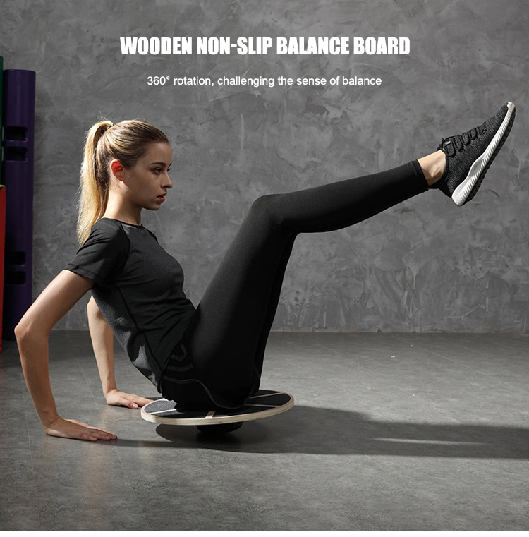 Fitness Training Yoga Exercise Wooden Wobble Balance Board