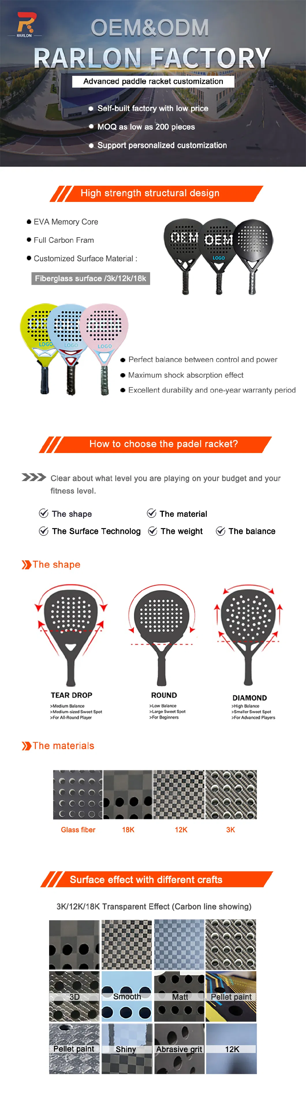 Competitive Price High Quality Carbon Paddle Rackets with Hand Grips Customized Logo Personalized Padel Racquets