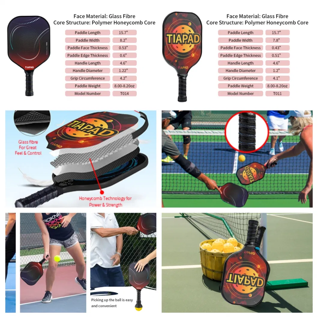 2023 Hot Sale PP Honeycomb Core Pickleball Paddles Fiberglass Pickleball Paddles Sets