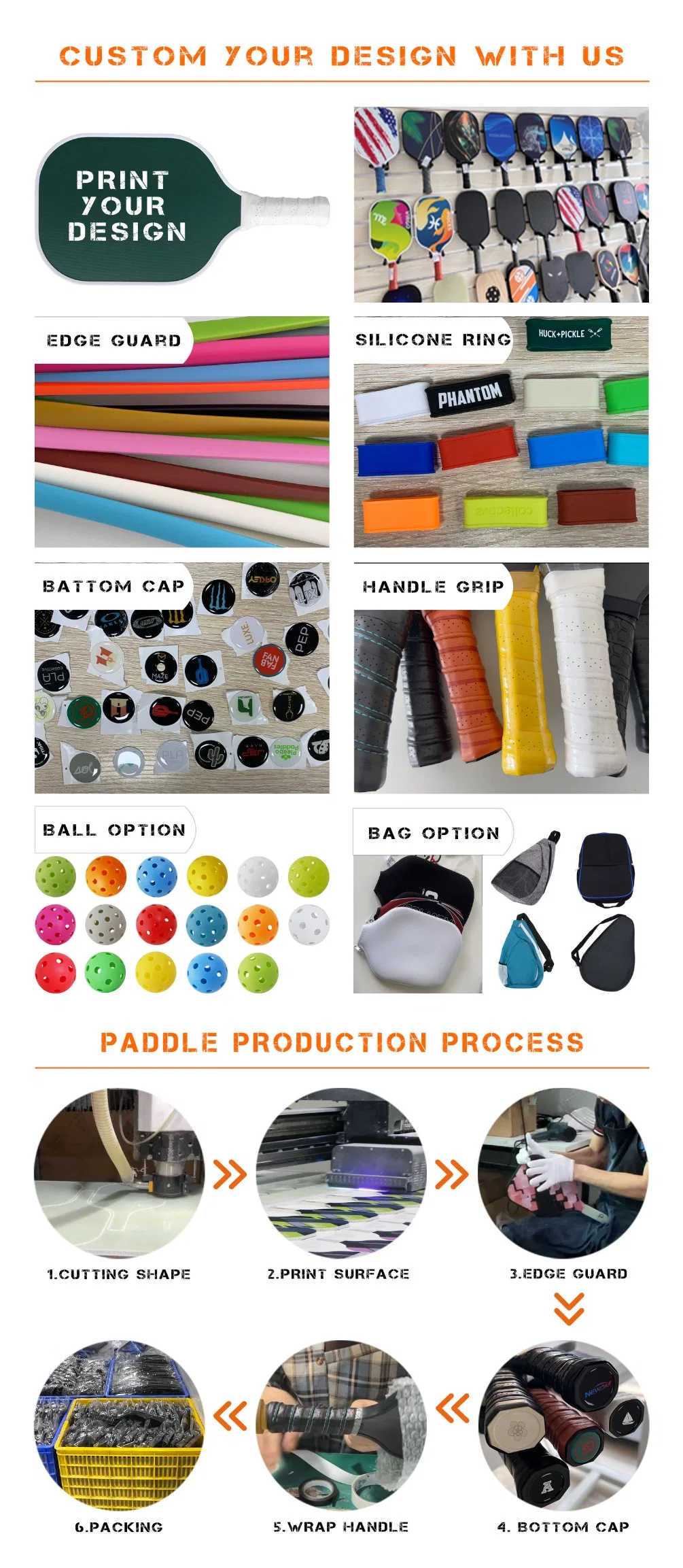 Polypropylene Honeycomb Core Graphite Carbon Pickleball Paddles with The USA Standards