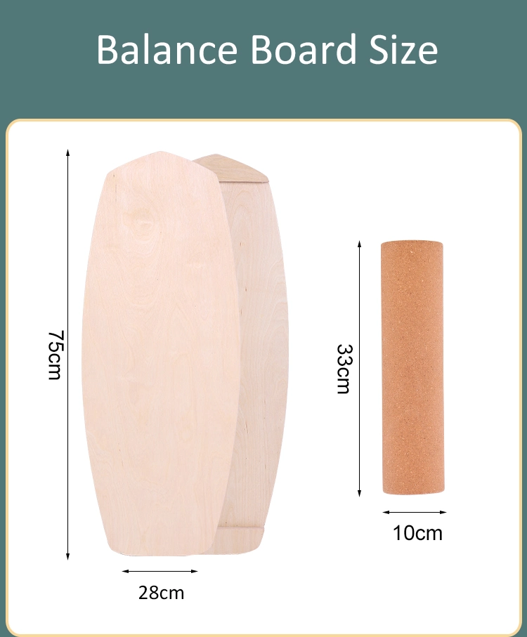 Birth Plywood Wooden Balance Board with Cork Roller for Yoga Juggle Soccer Hockey Skateboarding Leg Exercises Surfing