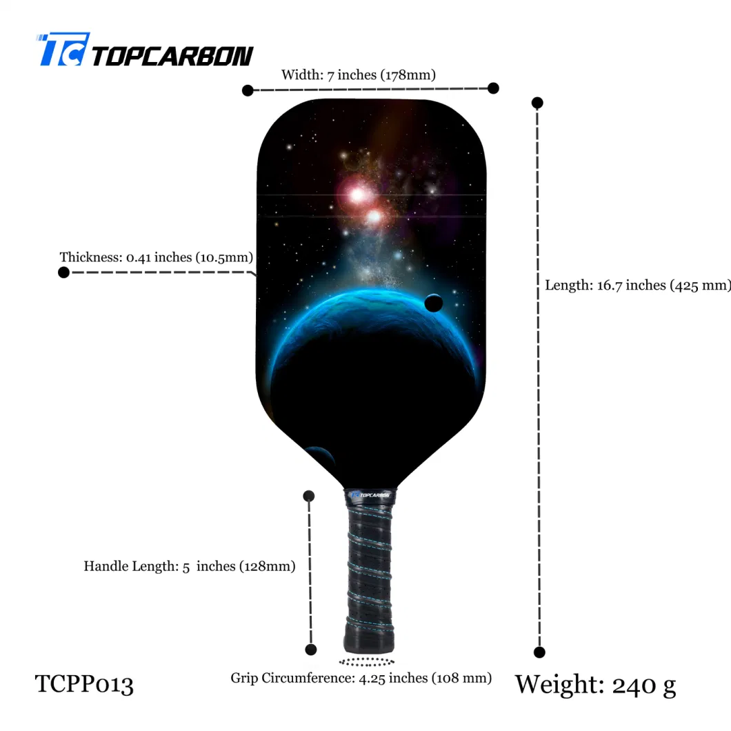 High-Performance Aramid Core Toray Carbon Fiber One Piece Edgeless Pickleball Paddle Racket