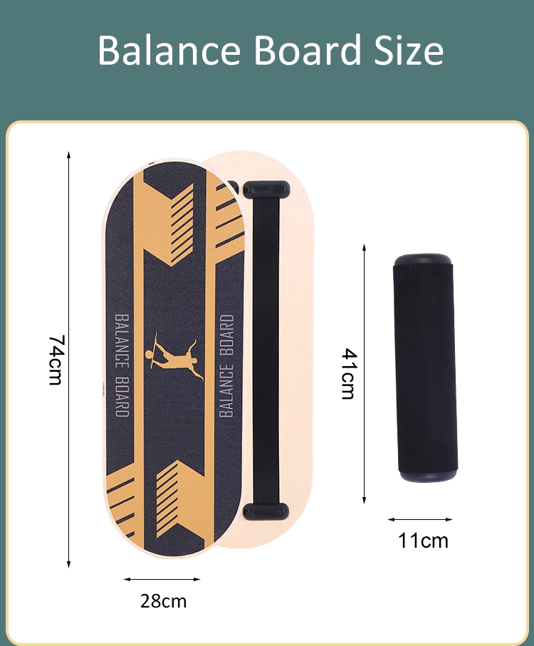 Wooden Balancing Board with Workout Guide to Exercise and Build Core Stability, Wobble Board for Skateboard, Hockey, Snowboard &amp; Surf Training