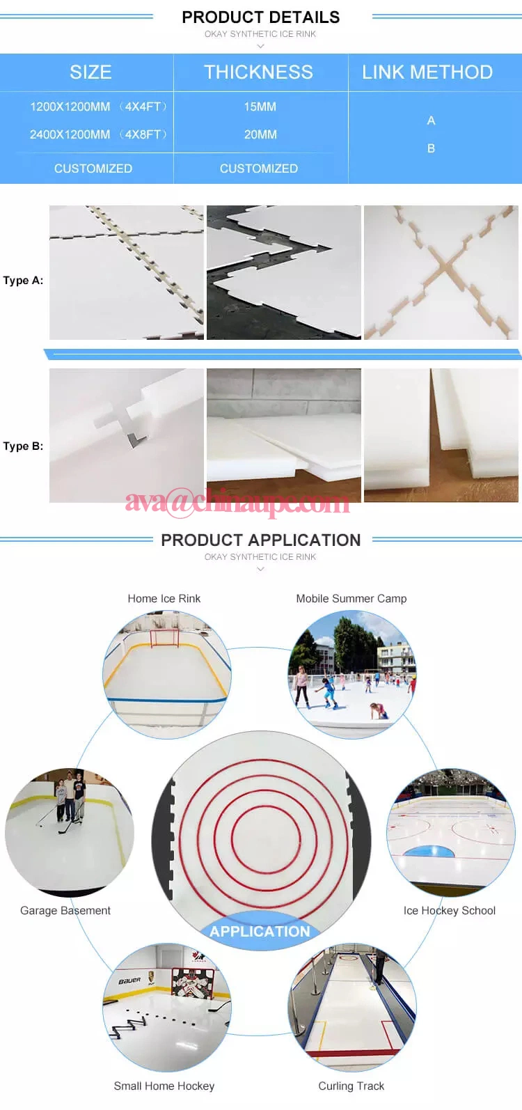 Hockey Shooting Training Self-Lubricating Best Revolution UHMWPE Synthetic Ice Skating Tiles