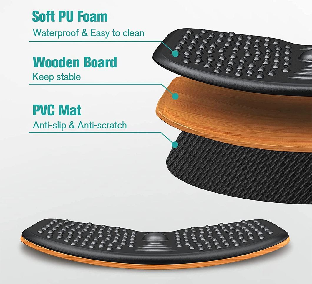 Ergonomically Designed Wooden Wobble Balance Board for Standing Desk