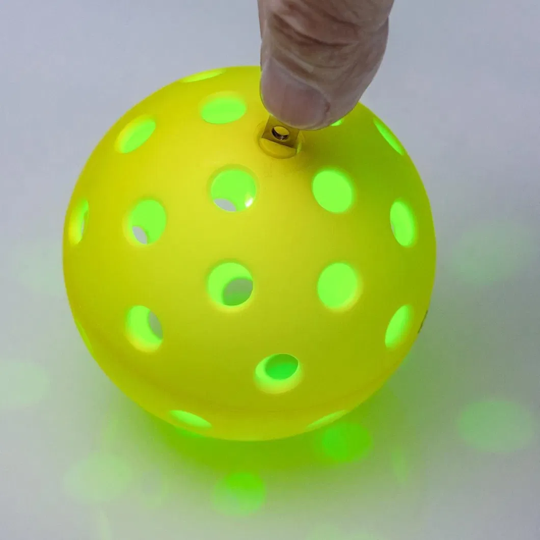 Glow in The Dark Pickleball Balls, Outdoor 40 Holes, Green Light