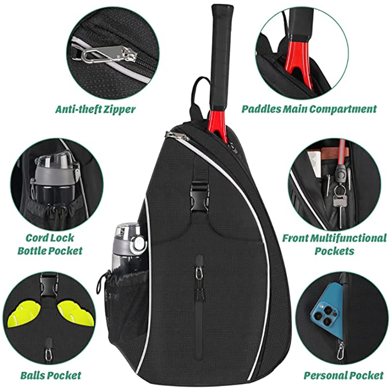 Men Women Travel Crossbody Racket Bag for Pickleball Tennis Racketball