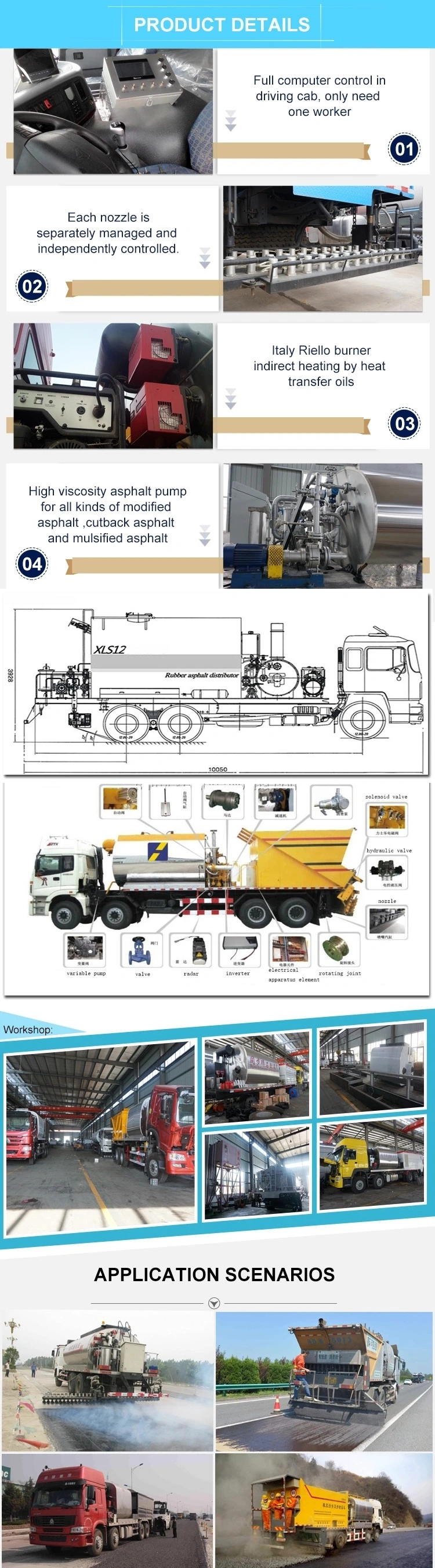 Shacman 4X2 12000L Municipn Asphalt Patch Truck, 12 Ton Asphalt Tank Truck and Asphalt Distributor Truck Price