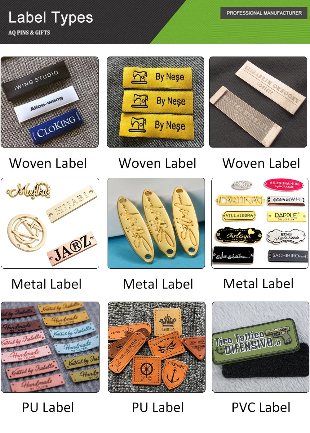 Custom High Quality Decorative Logo Brand Name Metal Tag for Clothing