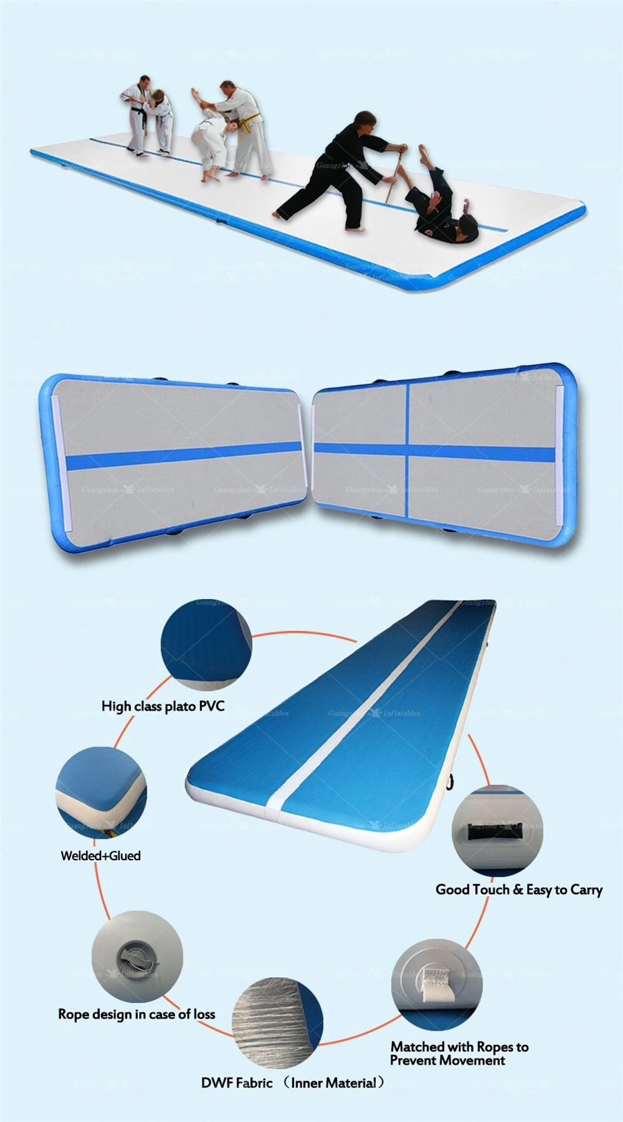 Durable Drop Stich Material Water Boards Inflatable Gym Mattress