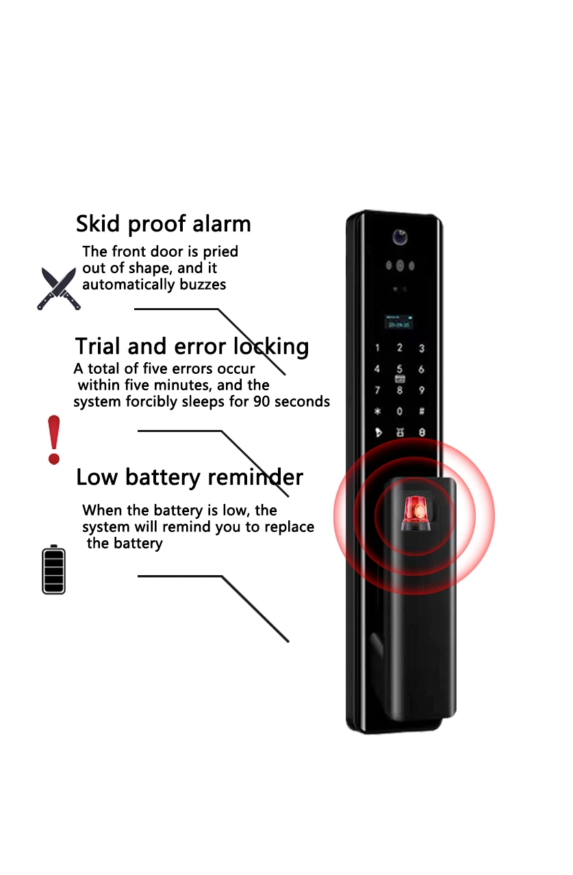 Intelligent Automatic Wooden Door Lock WiFi Tuya Ttlock Remote Unlocking 3D Face Recognition Fingerprint Key Card Electronic Password Smartlock with Camera