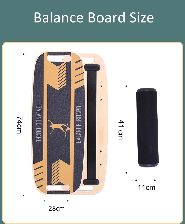 Wobble Wooden Balance Board with Roller Trainer for Exercise Sports Yoga Juggle Training Easy Carry to Anywhere