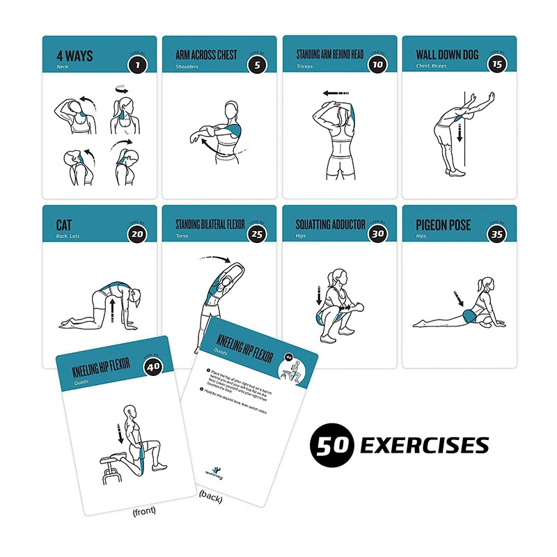 Home Gym Women Men Beginner Yoga Training Exercises Instructional Deck Fitness Workout Cards