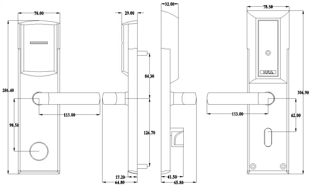 Stainless Steel Hotel Door Lock with Hotel Management Software and Mf Card Encoder Backup with Mechanical Key