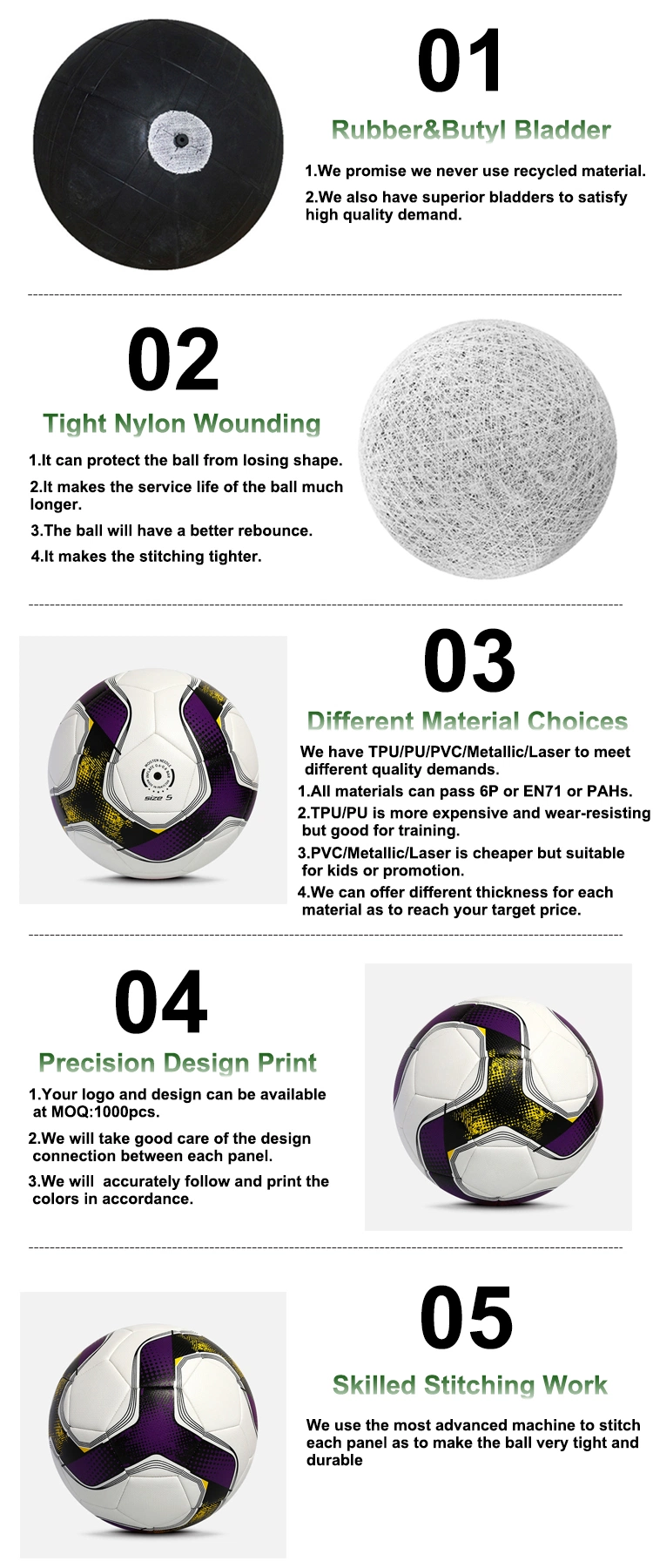 Custom PU Material Soccer Futbol Ball for Training