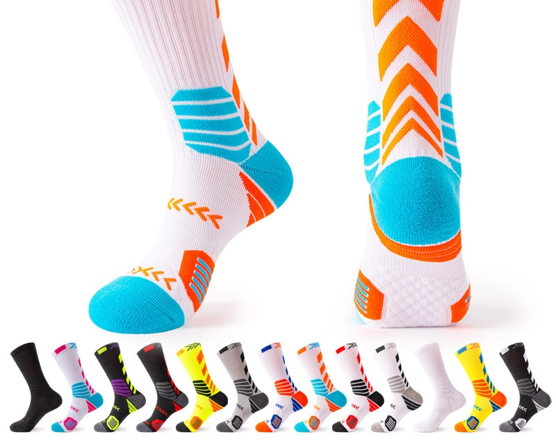Elite Trend Contrast Color Long-Tube Men&prime; S Towel Bottom Professional Football Socks