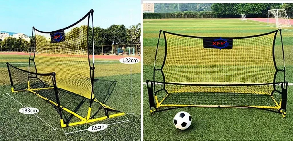 Polyester &amp; PE Knotless Netting Steel Tube Fiberglass Poles Soccer Football Training Rebounder