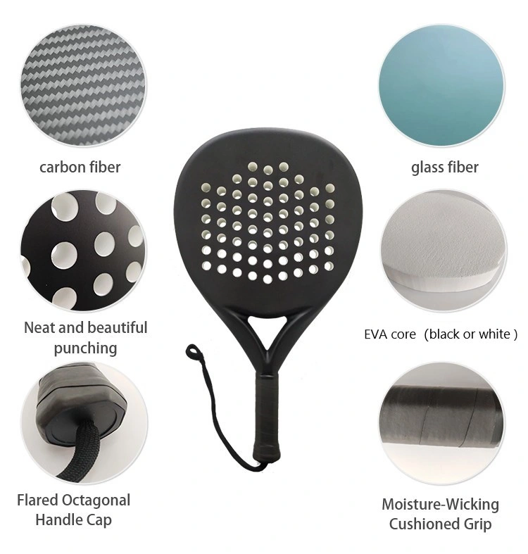 Factory Price Customize Fiberglass Carbon Fiber Padel Racket Full Carbon 3K 12K 18K Padels OEM Sporting Goods Round/ Teardrop/Diamond Carbon Padel Tennis Racket