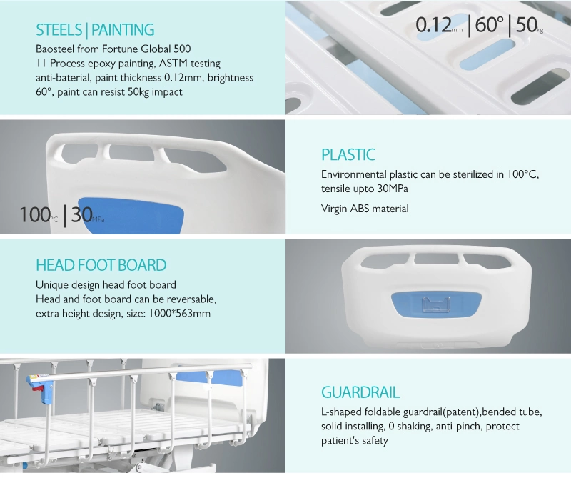 D2w6y 2 Function Hospital Medical Manual Clinic Bed with Mattress Manufacturer for Patient