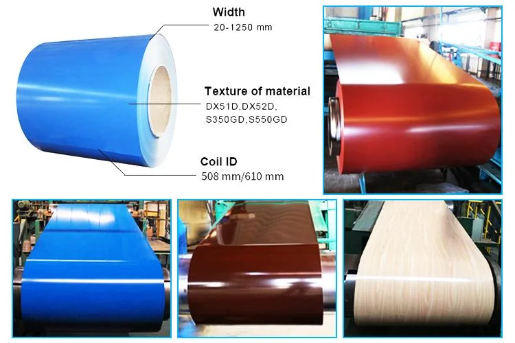 Custom Ral Color Coating Dx51 SGCC Gi PPGL PPGI Pre Coated Galvanized Steel Coil Flower Grain Print Steel Coils