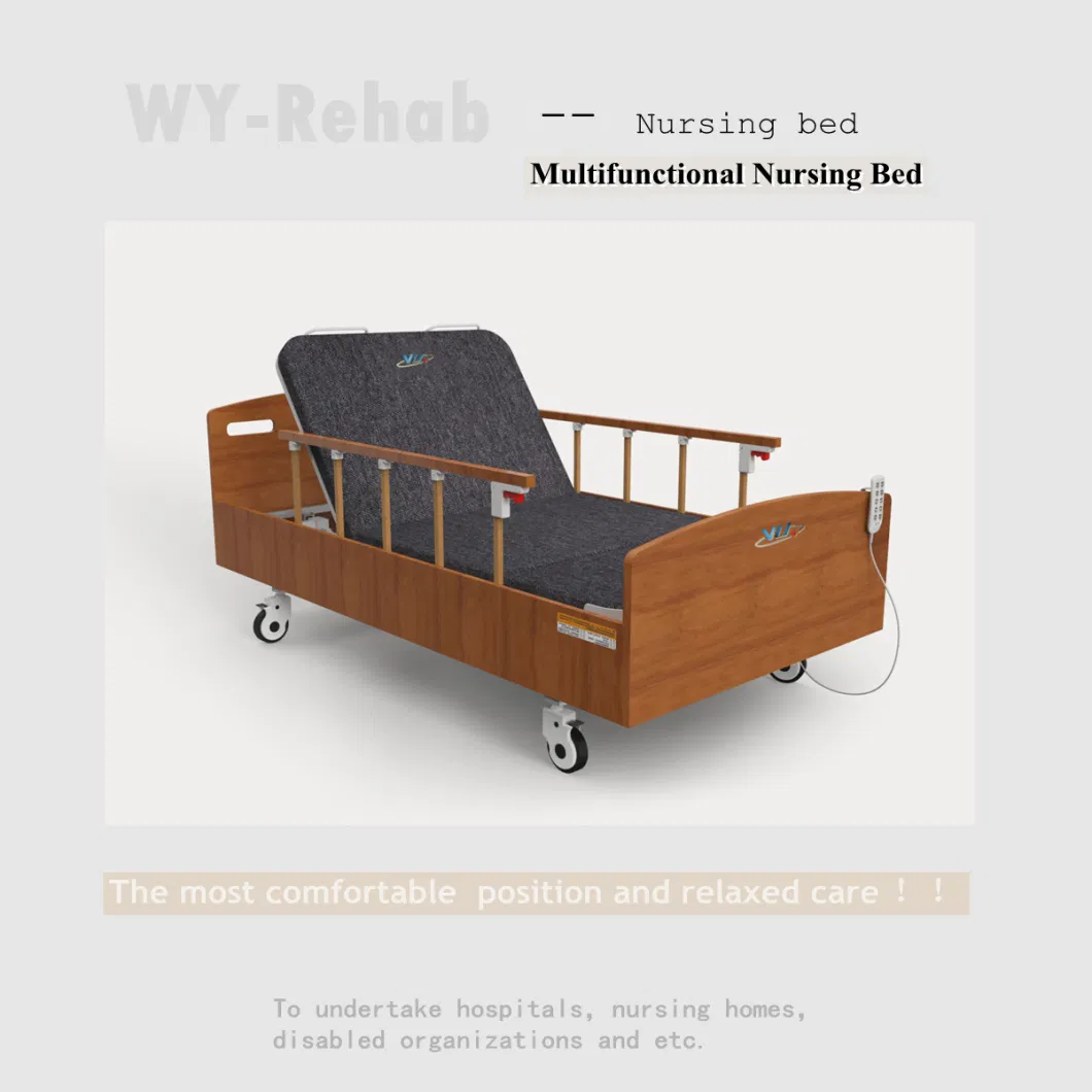 Electric Multi-Functional Homecare Nursing Bed with 4 Wheels for Bedridden Patient and The Elderly Home or hospital Use