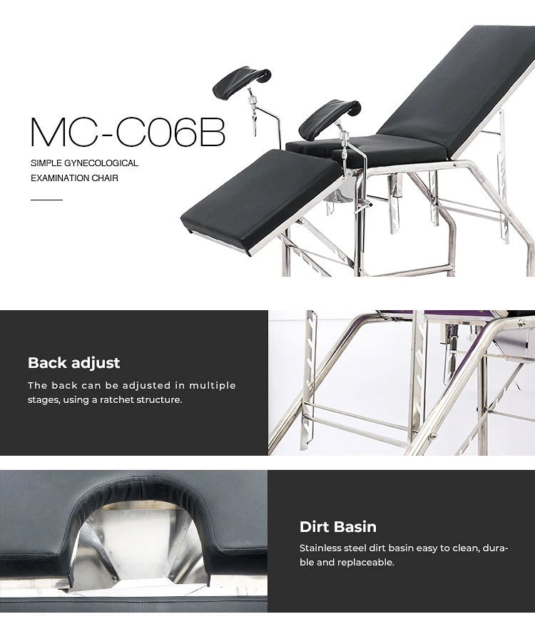 Mc-C06 Stainless Steel Manual Medical Gynecological Examination Table for Parturition/Labour/Childbirth